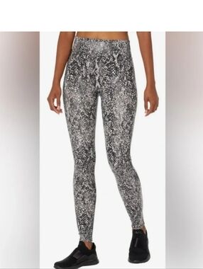 SPANX Black & White Snake-Print Leggings 1X